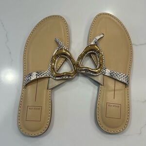 dolce Vita snake skin with gold flip flops